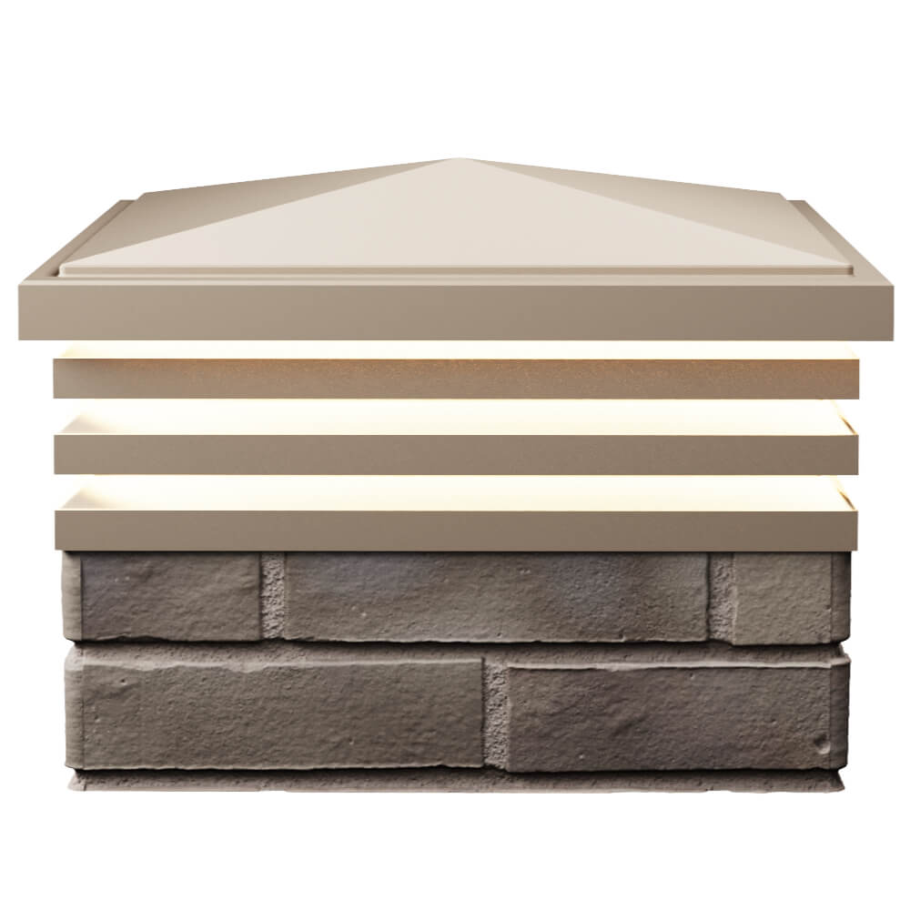 Колпак Zking Бона ХайТек Бежевый на столб 1.5х1.5 кирпича (385х385мм) с подсветкой в Барабинске фото