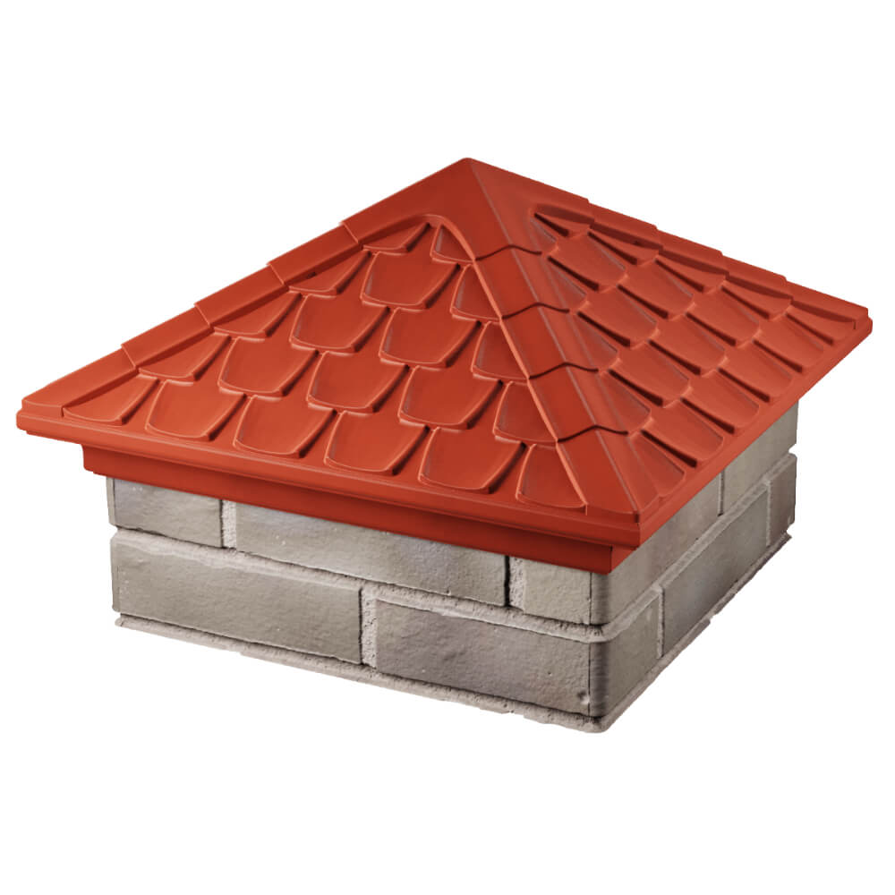 Колпак Zking Эльбрус Красный на столб 1.5х1.5 кирпича (385х385мм) в Барабинске фото