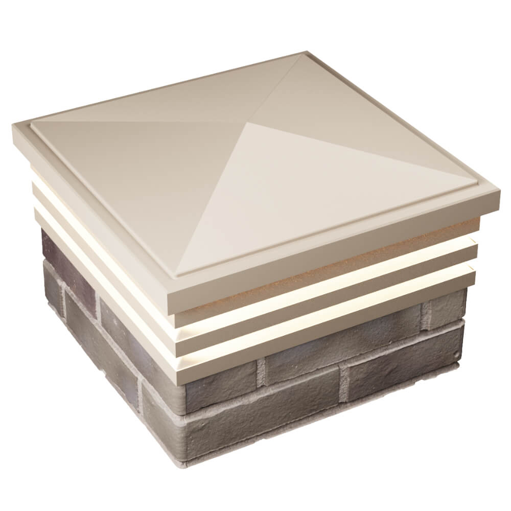 Колпак Zking Бона ХайТек Бежевый на столб 1.5х1.5 кирпича (385х385мм) с подсветкой в Барабинске фото