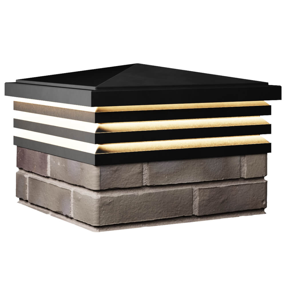 Колпак Zking Бона ХайТек Черный на столб 1.5х1.5 кирпича (385х385мм) с подсветкой в Барабинске фото