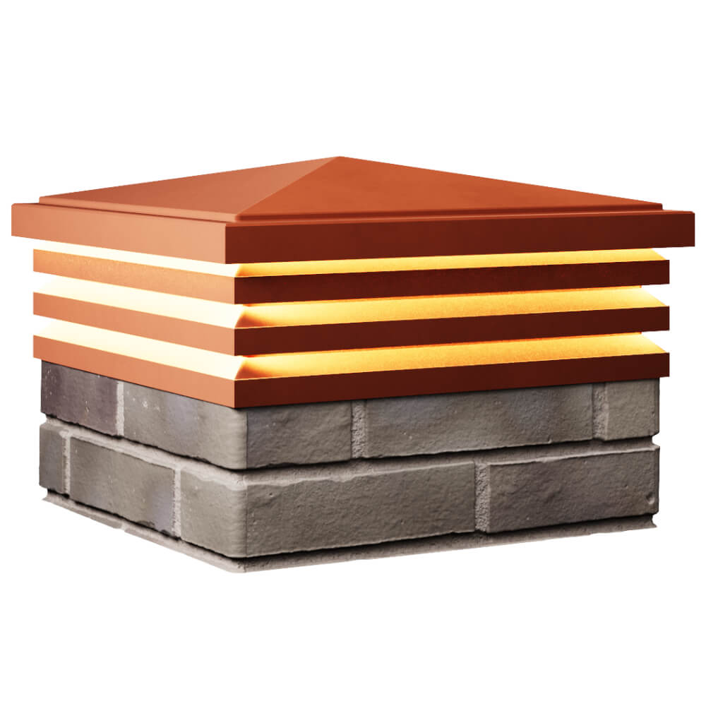 Колпак Zking Бона ХайТек Красный на столб 1.5х1.5 кирпича (385х385мм) с подсветкой в Барабинске фото