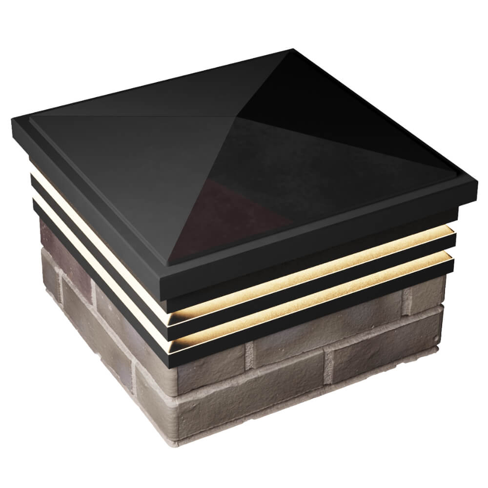 Колпак Zking Бона ХайТек Черный на столб 1.5х1.5 кирпича (385х385мм) с подсветкой в Барабинске фото