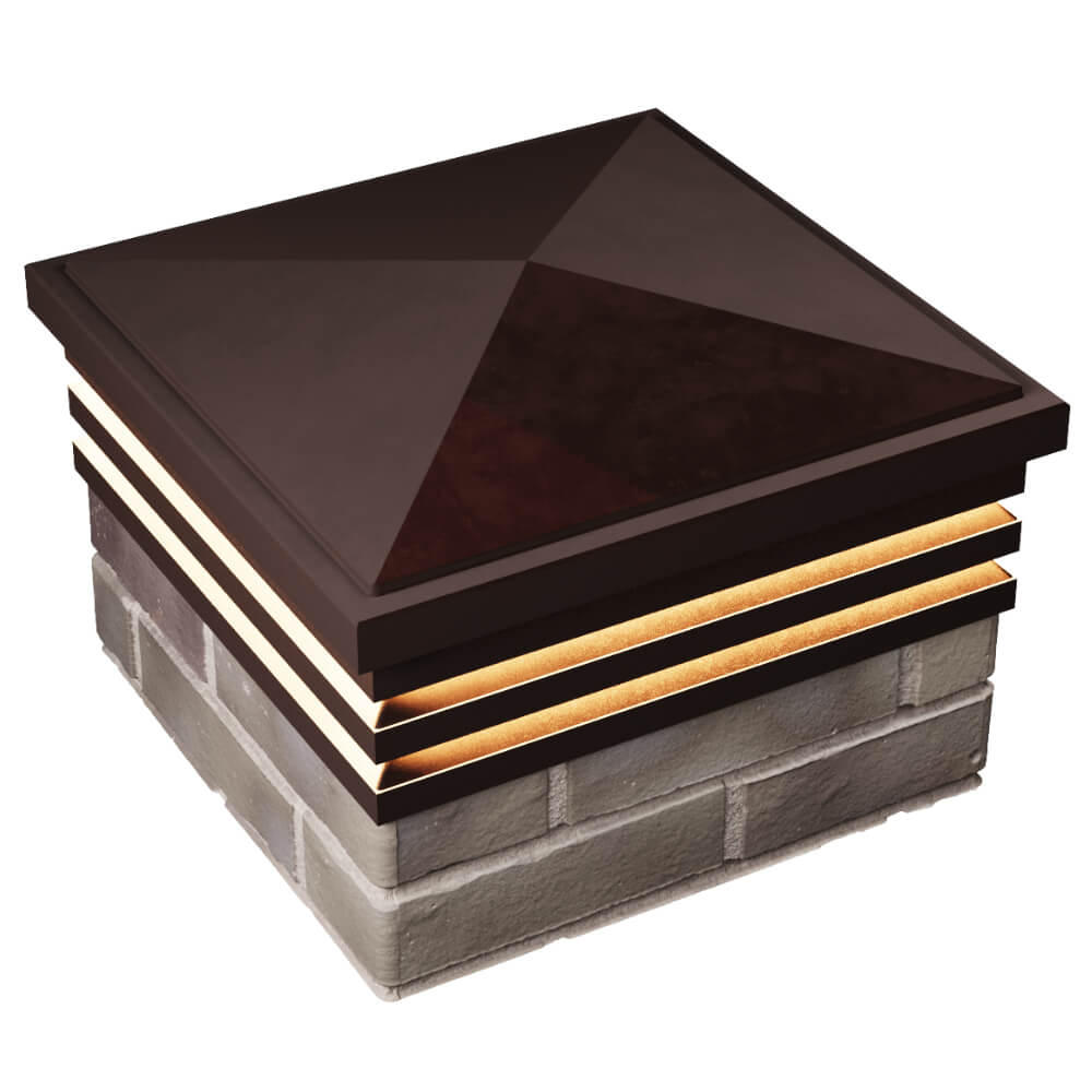 Колпак Zking Бона ХайТек Коричневый на столб 1.5х1.5 кирпича (385х385мм) с подсветкой в Барабинске фото