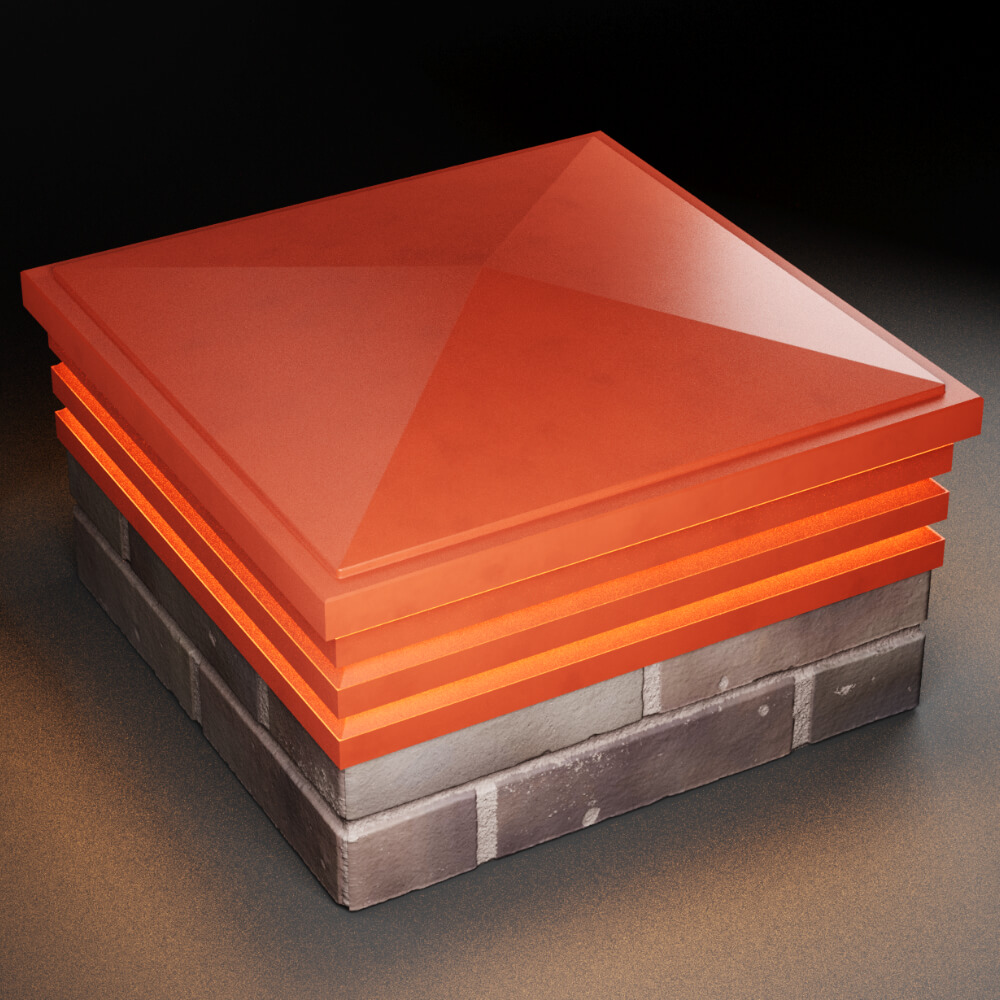 Колпак Zking Бона ХайТек Красный на столб 2х2 кирпича (513х513мм) с подсветкой в Барабинске фото