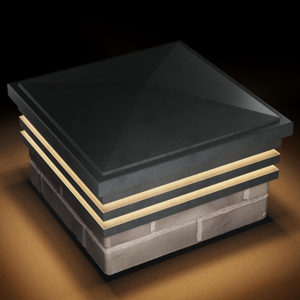 Колпак Zking Бона ХайТек Серый на столб 1.5х1.5 кирпича (385х385мм) с подсветкой в Барабинске фото