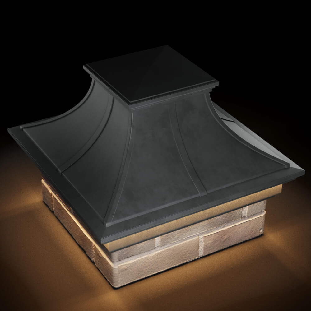 Колпак Zking Монблан Премиум Серый на столб 1.5х1.5 кирпича (385х385мм) с подсветкой в Барабинске фото