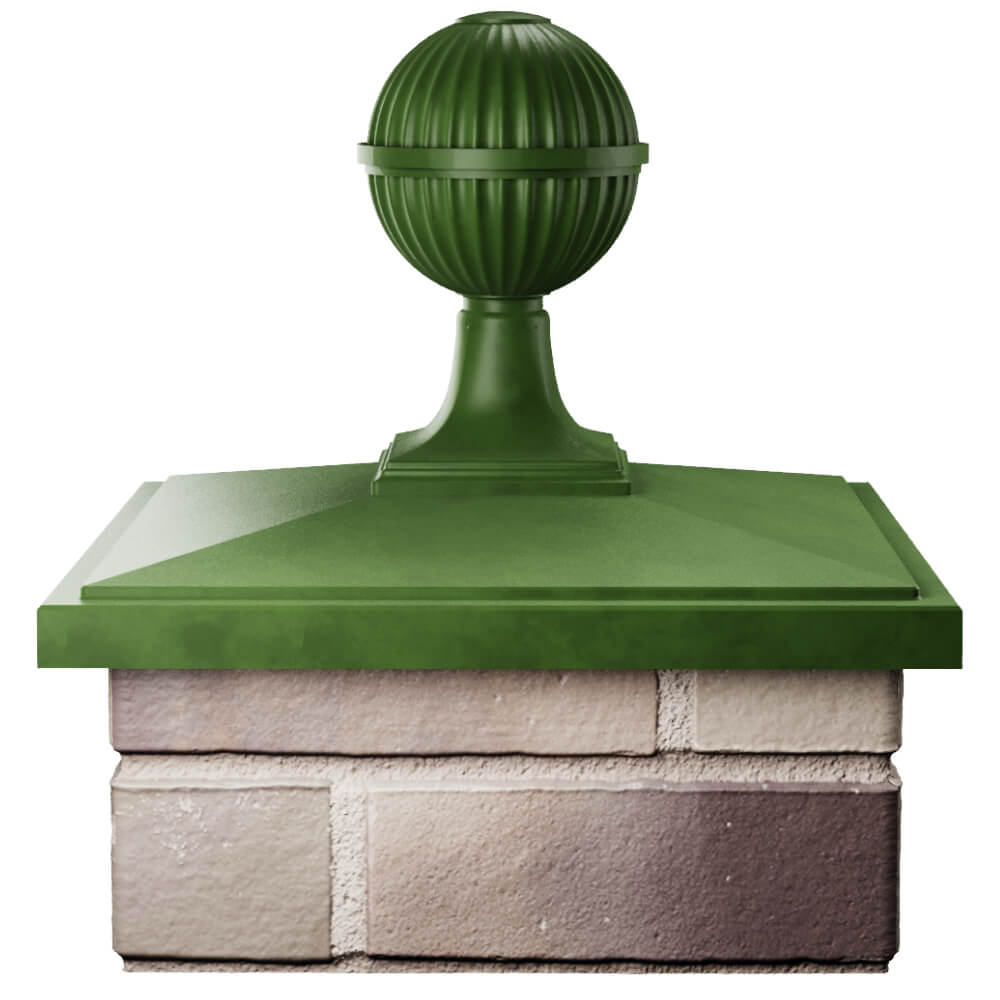 Колпак Zking БонаМоно Зеленый с шаром на столб 1.5х1.5 кирпича (385х385, 400х400мм) в сборе Барабинск фото