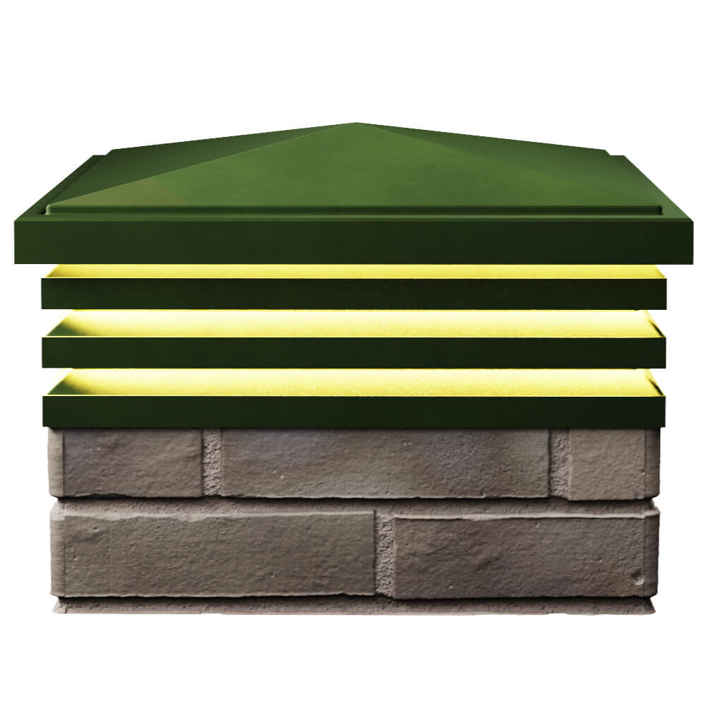 Колпак Zking Бона ХайТек Зеленый на столб 1.5х1.5 кирпича (385х385мм) с подсветкой в Барабинске фото