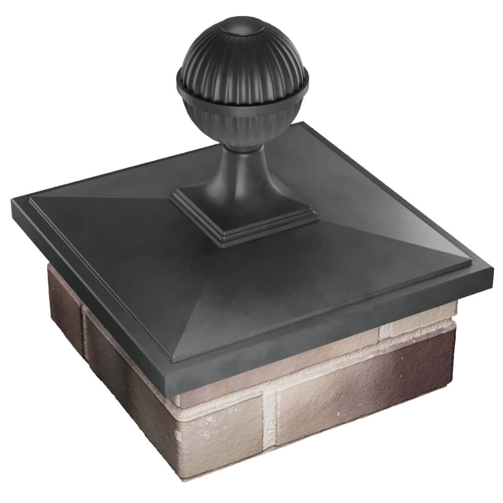 Колпак Zking БонаМоно Серый с шаром на столб 1.5х1.5 кирпича (385х385, 400х400мм) в сборе в Барабинске фото