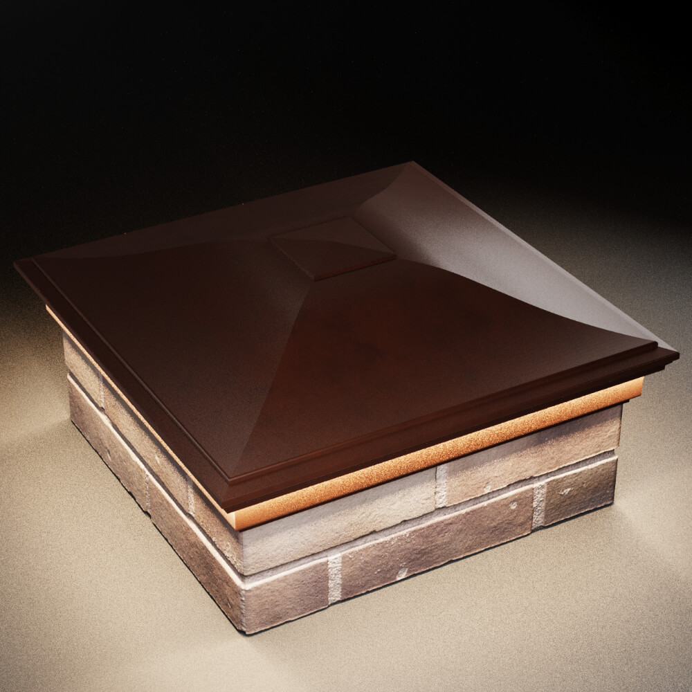 Колпак Zking Монблан Коричневый на столб 2х2 кирпича (515х515мм) c подсветкой в Барабинске фото