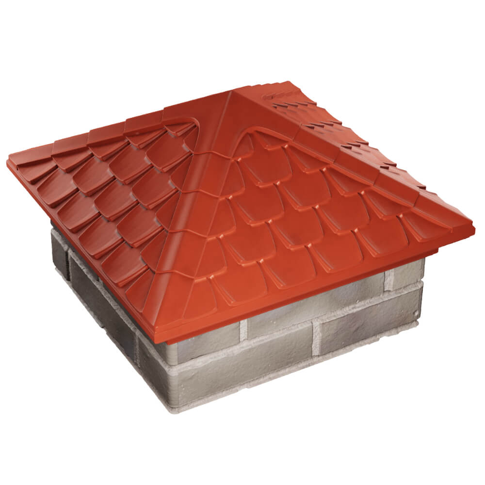 Колпак Zking Эльбрус Красный на столб 1.5х1.5 кирпича (385х385мм) в Барабинске фото