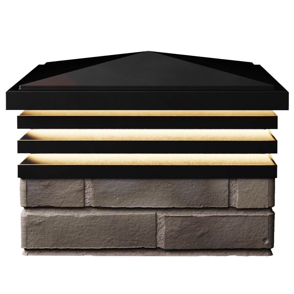 Колпак Zking Бона ХайТек Черный на столб 1.5х1.5 кирпича (385х385мм) с подсветкой в Барабинске фото