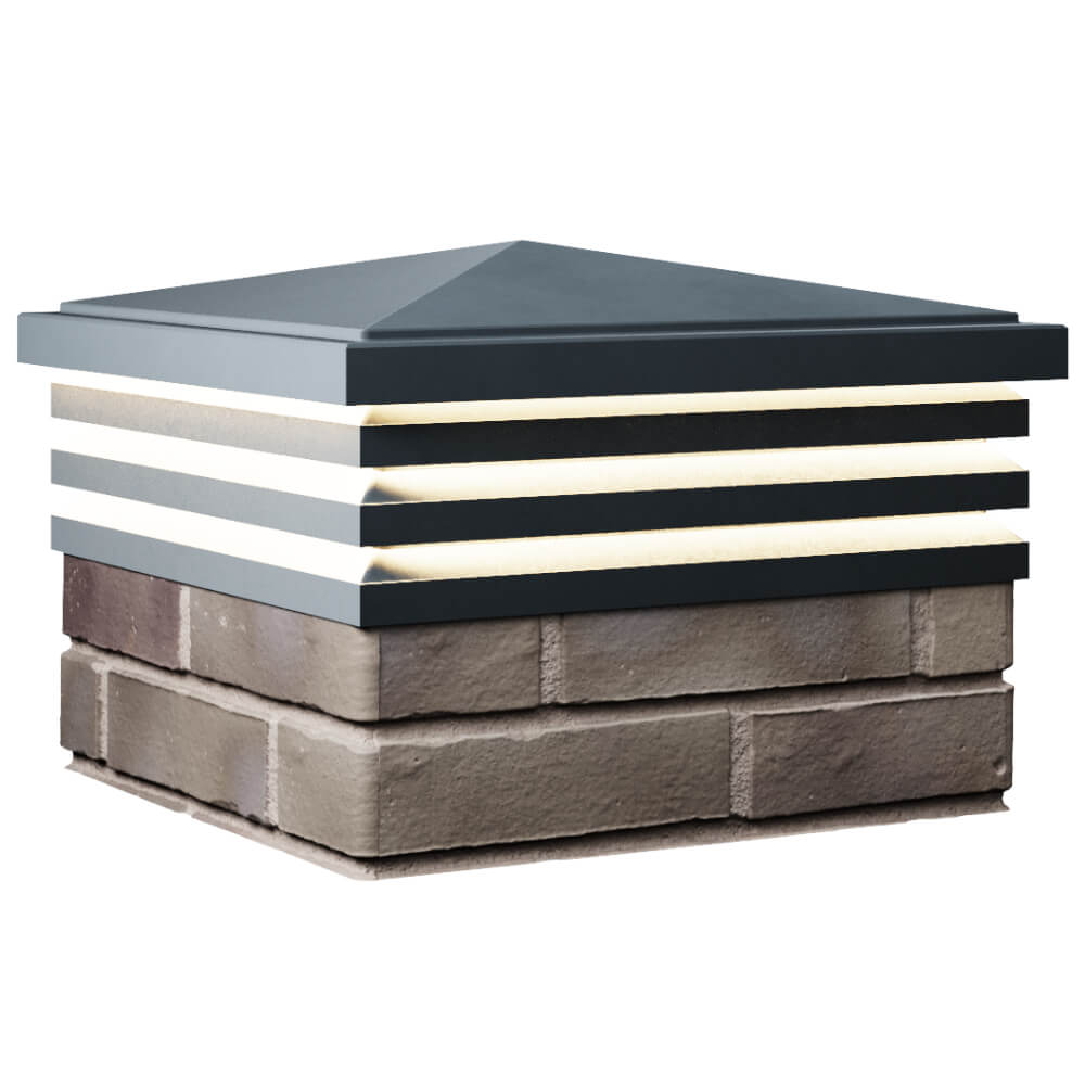 Колпак Zking Бона ХайТек Серый на столб 1.5х1.5 кирпича (385х385мм) с подсветкой в Барабинске фото