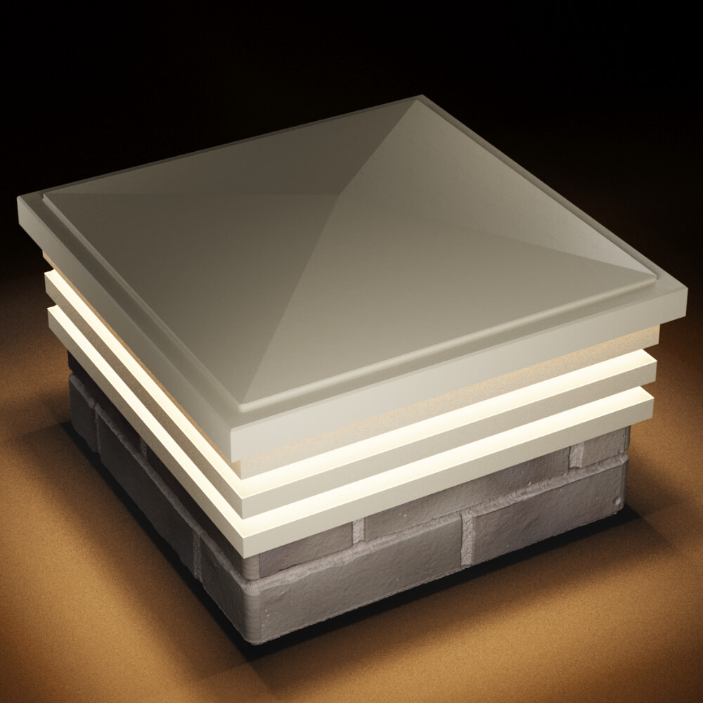 Колпак Zking Бона ХайТек Бежевый на столб 1.5х1.5 кирпича (385х385мм) с подсветкой в Барабинске фото