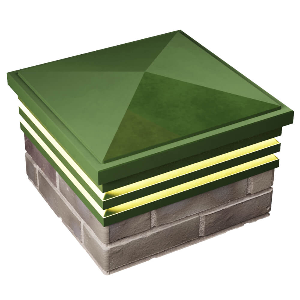 Колпак Zking Бона ХайТек Зеленый на столб 1.5х1.5 кирпича (385х385мм) с подсветкой в Барабинске фото