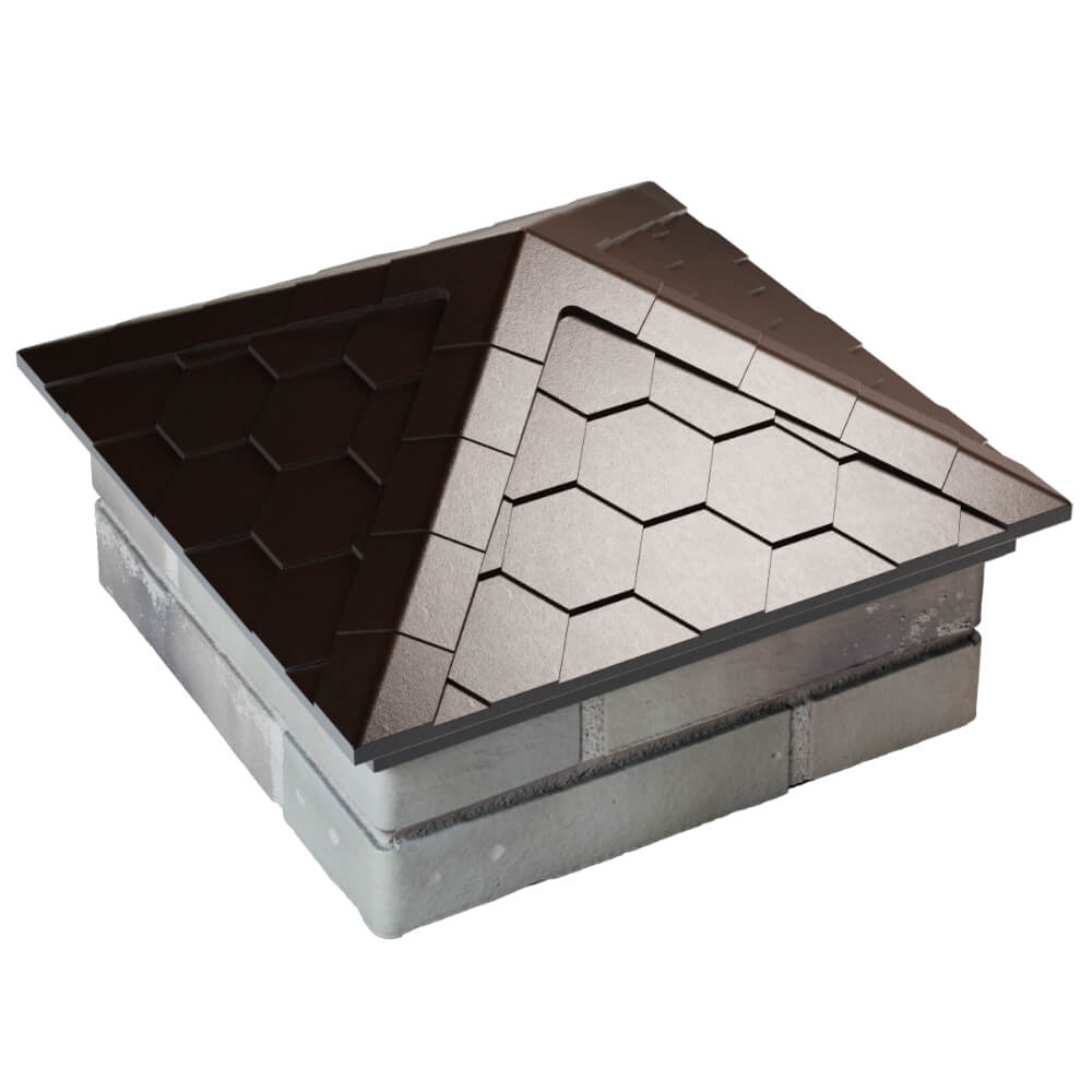 Колпак Zking Эверест Коричневый на столб 1.5х1.5 кирпича (390х390мм) в Барабинске фото