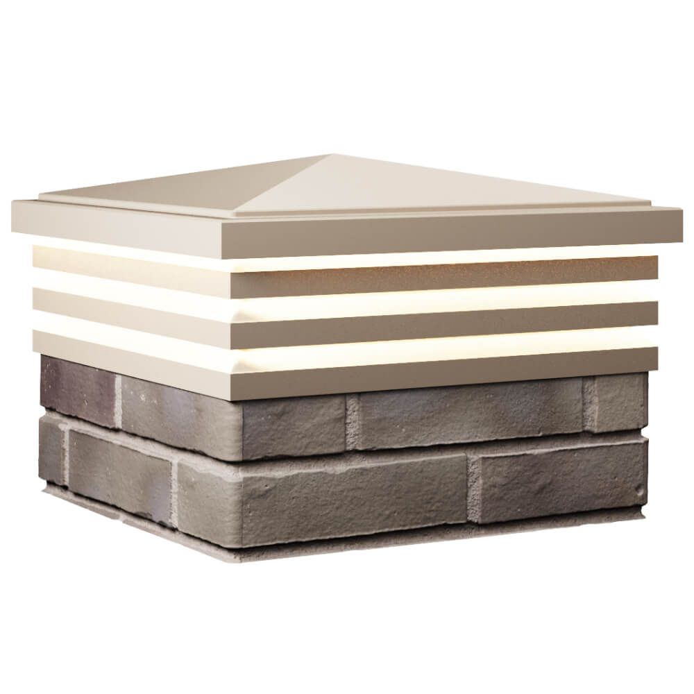 Колпак Zking Бона ХайТек Бежевый на столб 1.5х1.5 кирпича (385х385мм) с подсветкой в Барабинске фото