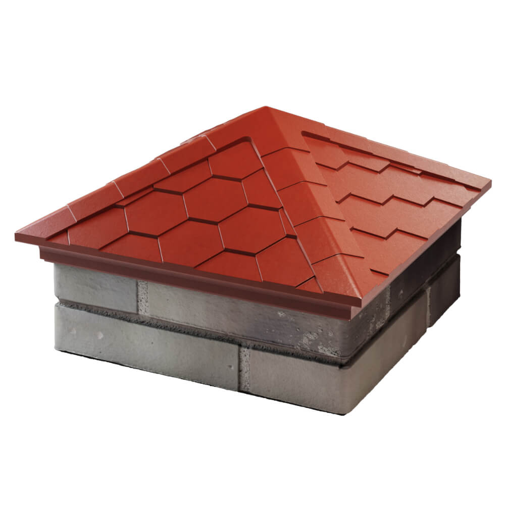 Колпак Zking Эверест Красный на столб 1.5х1.5 кирпича (390х390мм) в Барабинске фото