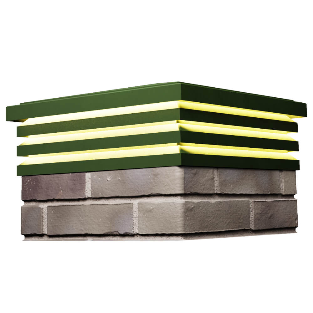 Колпак Zking Бона ХайТек Зеленый на столб 1.5х1.5 кирпича (385х385мм) с подсветкой в Барабинске фото