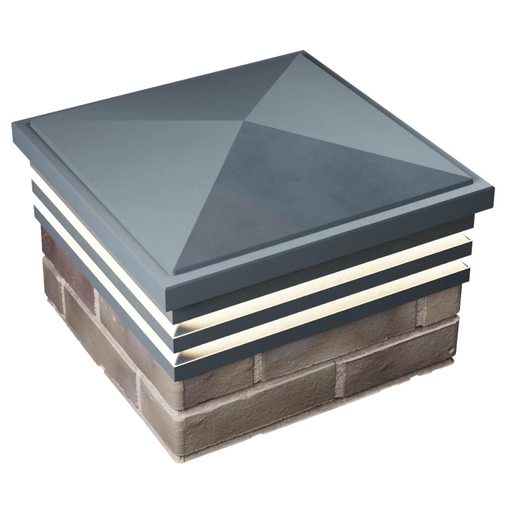 Колпак Zking Бона ХайТек Серый на столб 1.5х1.5 кирпича (385х385мм) с подсветкой в Барабинске фото