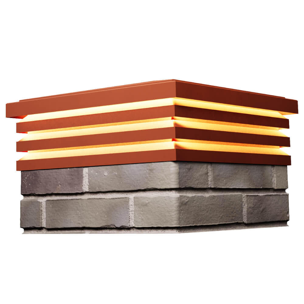 Колпак Zking Бона ХайТек Красный на столб 1.5х1.5 кирпича (385х385мм) с подсветкой в Барабинске фото