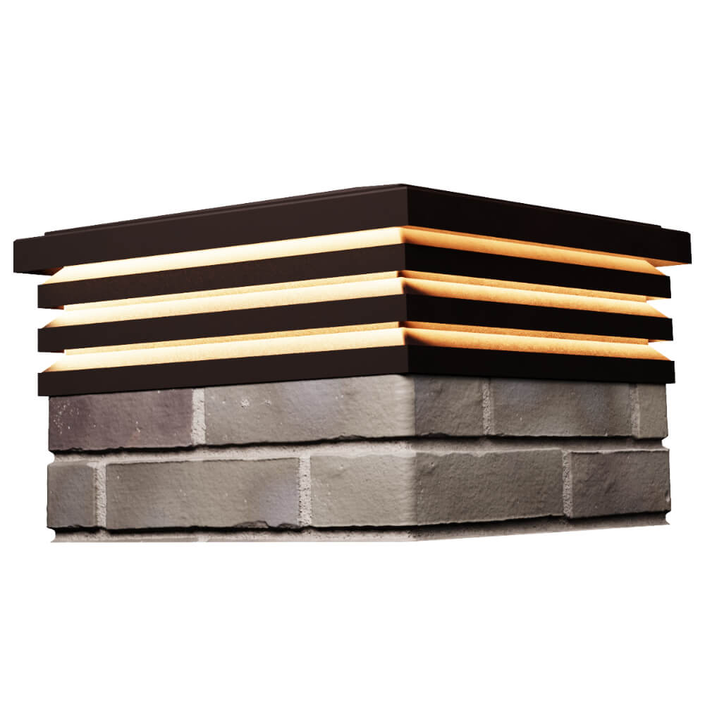 Колпак Zking Бона ХайТек Коричневый на столб 1.5х1.5 кирпича (385х385мм) с подсветкой в Барабинске фото