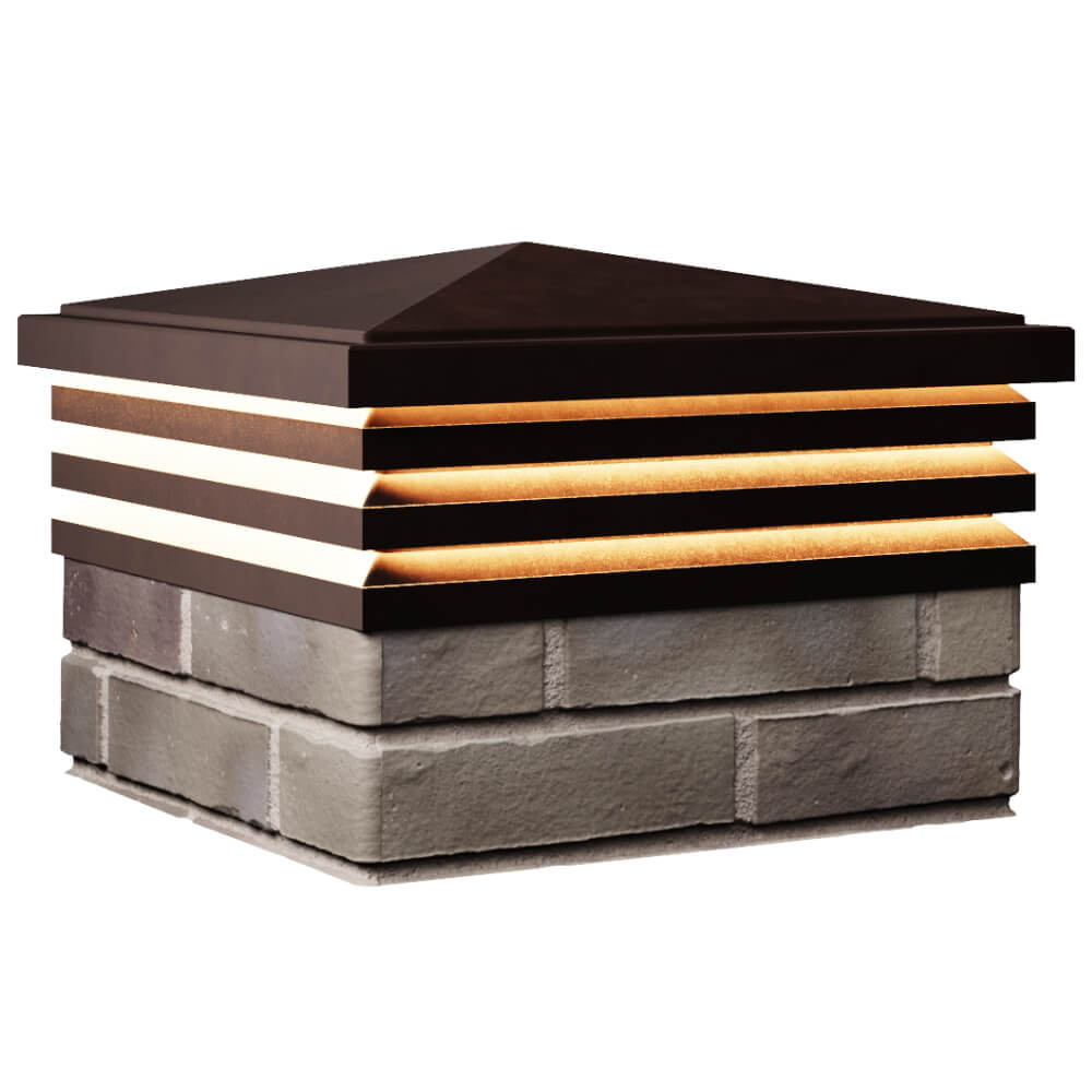 Колпак Zking Бона ХайТек Коричневый на столб 1.5х1.5 кирпича (385х385мм) с подсветкой в Барабинске фото