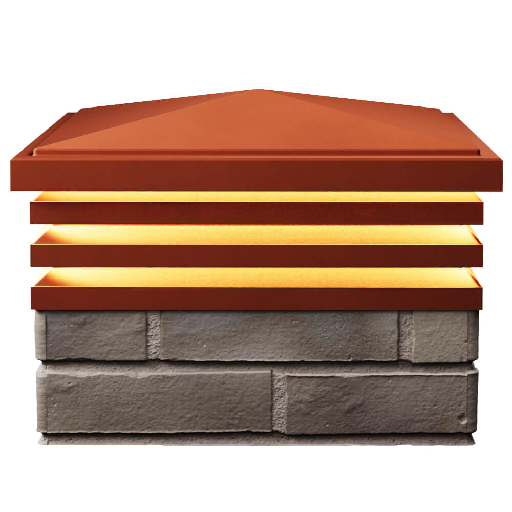 Колпак Zking Бона ХайТек Красный на столб 1.5х1.5 кирпича (385х385мм) с подсветкой в Барабинске фото