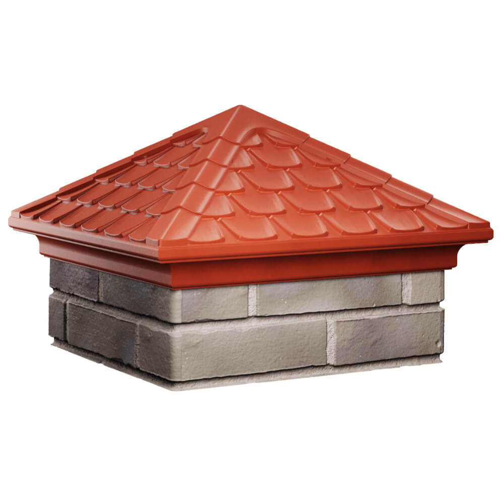 Колпак Zking Эльбрус Красный на столб 1.5х1.5 кирпича (385х385мм) в Барабинске фото