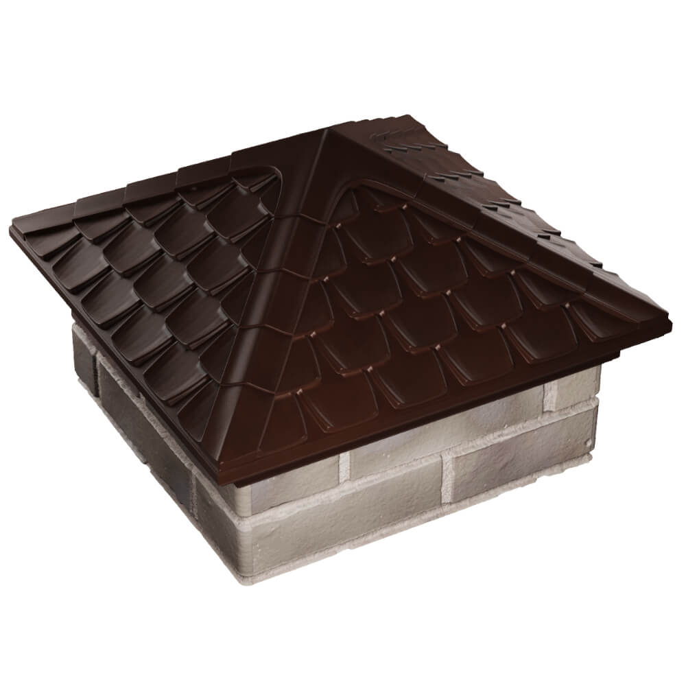 Колпак Zking Эльбрус Коричневый на столб 1.5х1.5 кирпича (385х385мм) в Барабинске фото