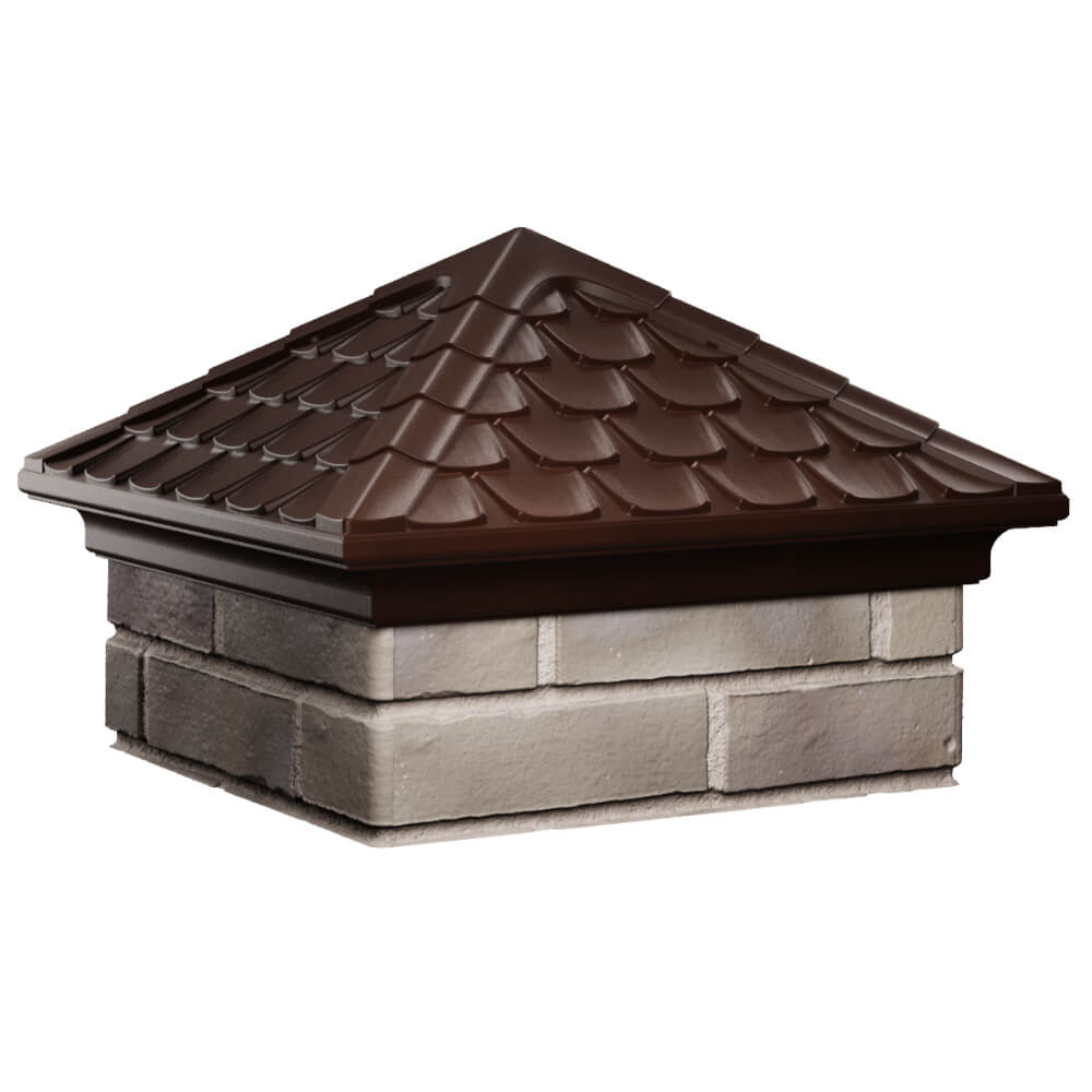 Колпак Zking Эльбрус Коричневый на столб 1.5х1.5 кирпича (385х385мм) в Барабинске фото