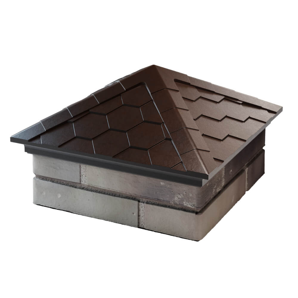 Колпак Zking Эверест Коричневый на столб 1.5х1.5 кирпича (390х390мм) в Барабинске фото