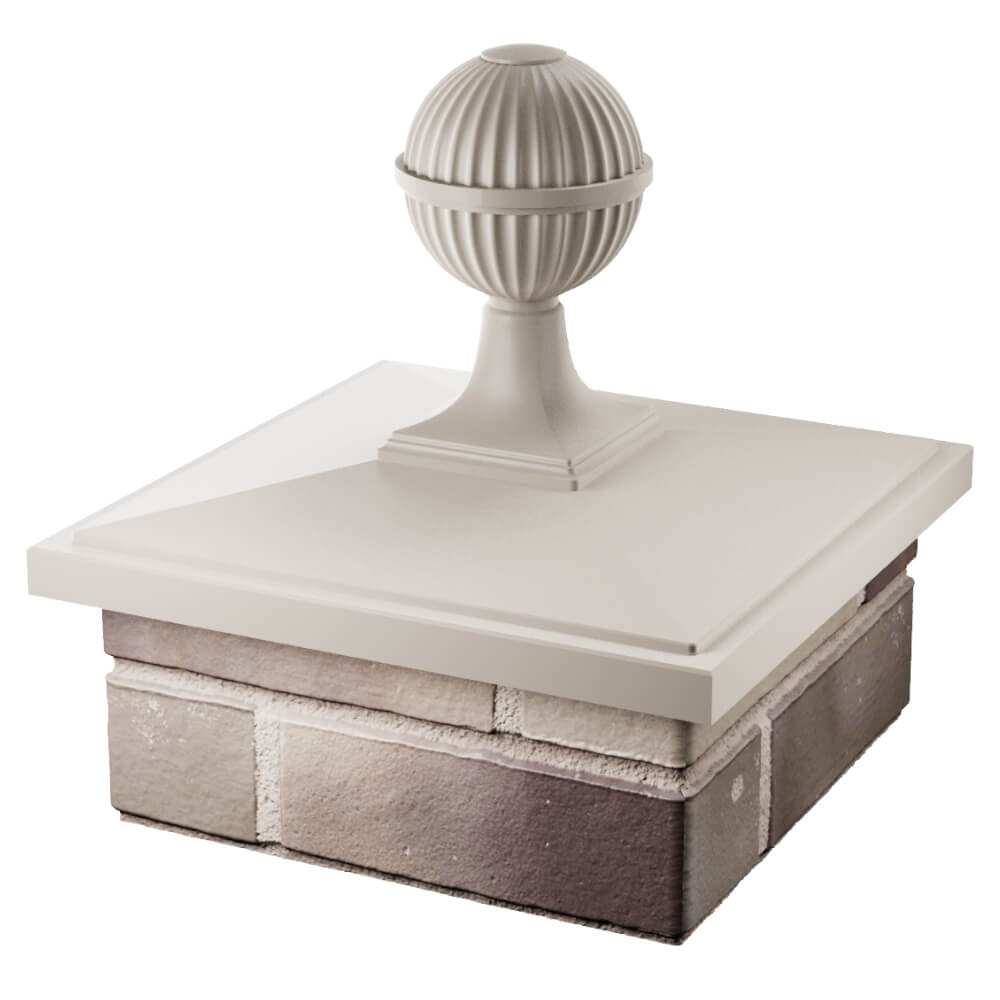 Колпак Zking БонаМоно Бежевый с шаром на столб 1.5х1.5 кирпича (385х385, 400х400мм) в сборе в Барабинске фото