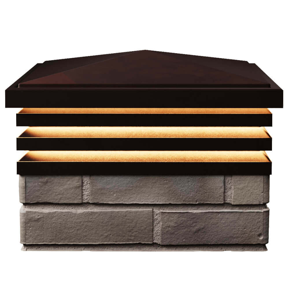 Колпак Zking Бона ХайТек Коричневый на столб 1.5х1.5 кирпича (385х385мм) с подсветкой в Барабинске фото